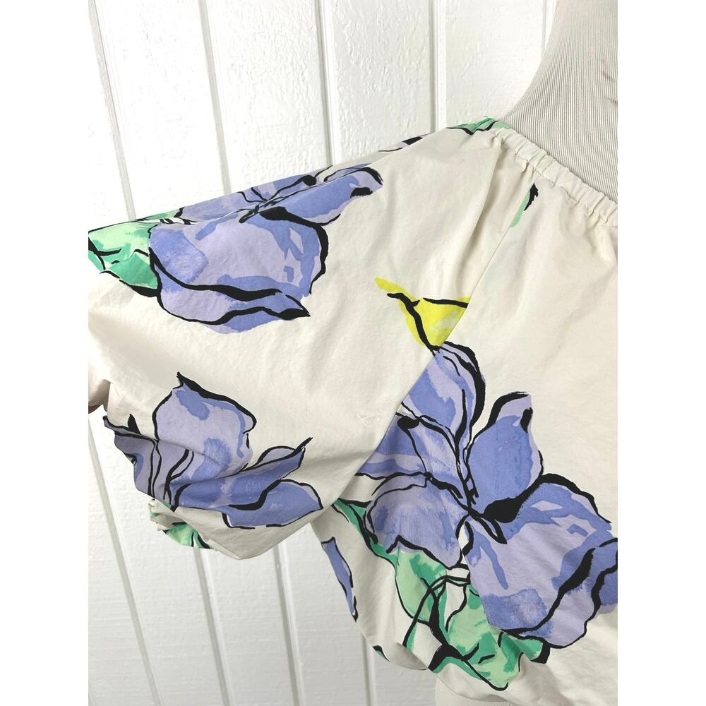 A New Day Floral One Shoulder Top XL Puff Sleeve Cottagecore Romantic Blouse - Picture 2 of 6